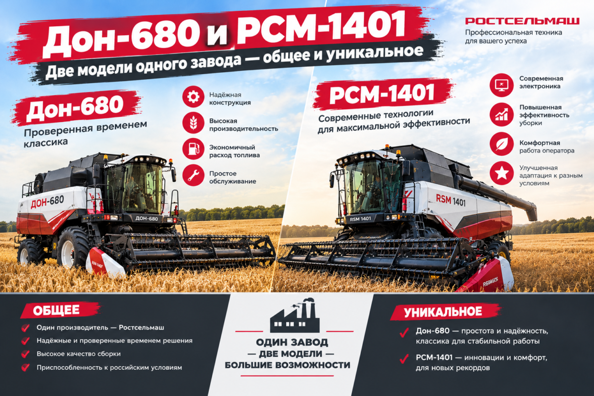 Дон-680 и РСМ-1401, две модели одного завода — общее и уникальное