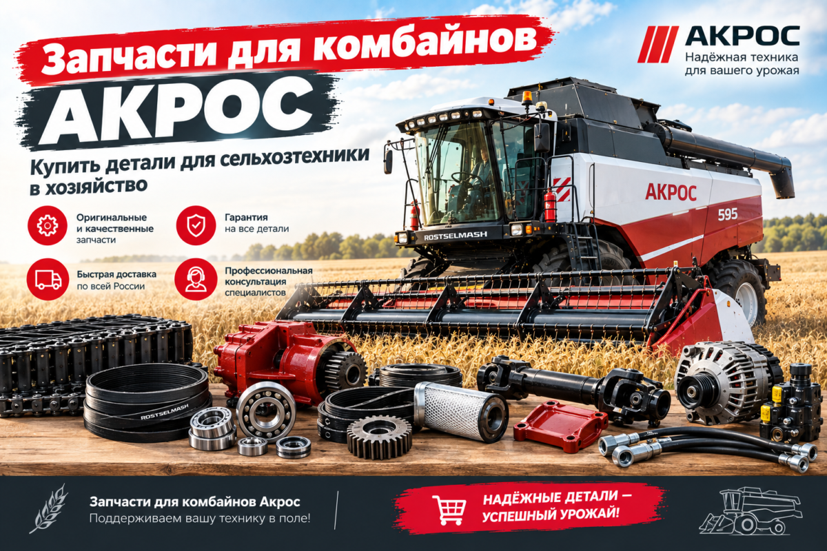 Запчасти для комбайнов Акрос — купить детали для сельхозтехники в хозяйство