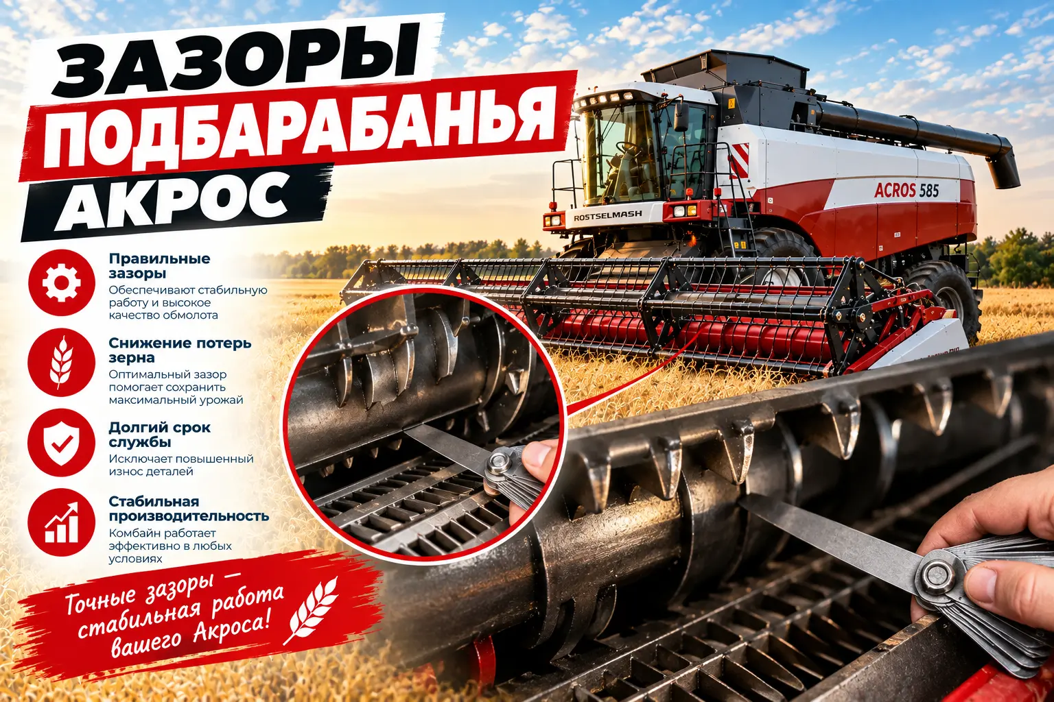 Зазоры подбарабанья Акрос