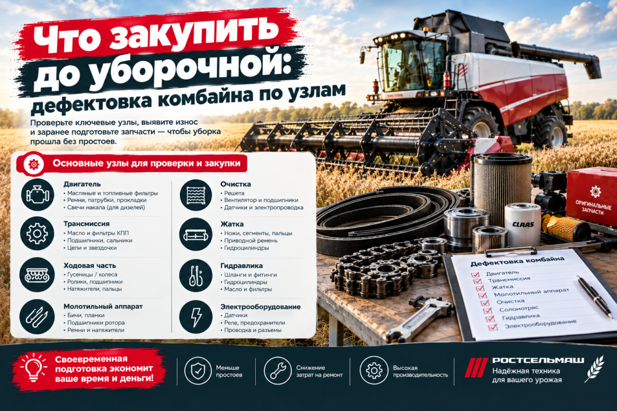 Что закупить до уборочной: дефектовка комбайна по узлам
